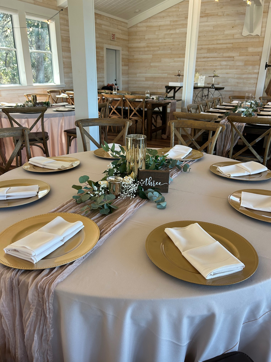 Gold cylinder centerpiece